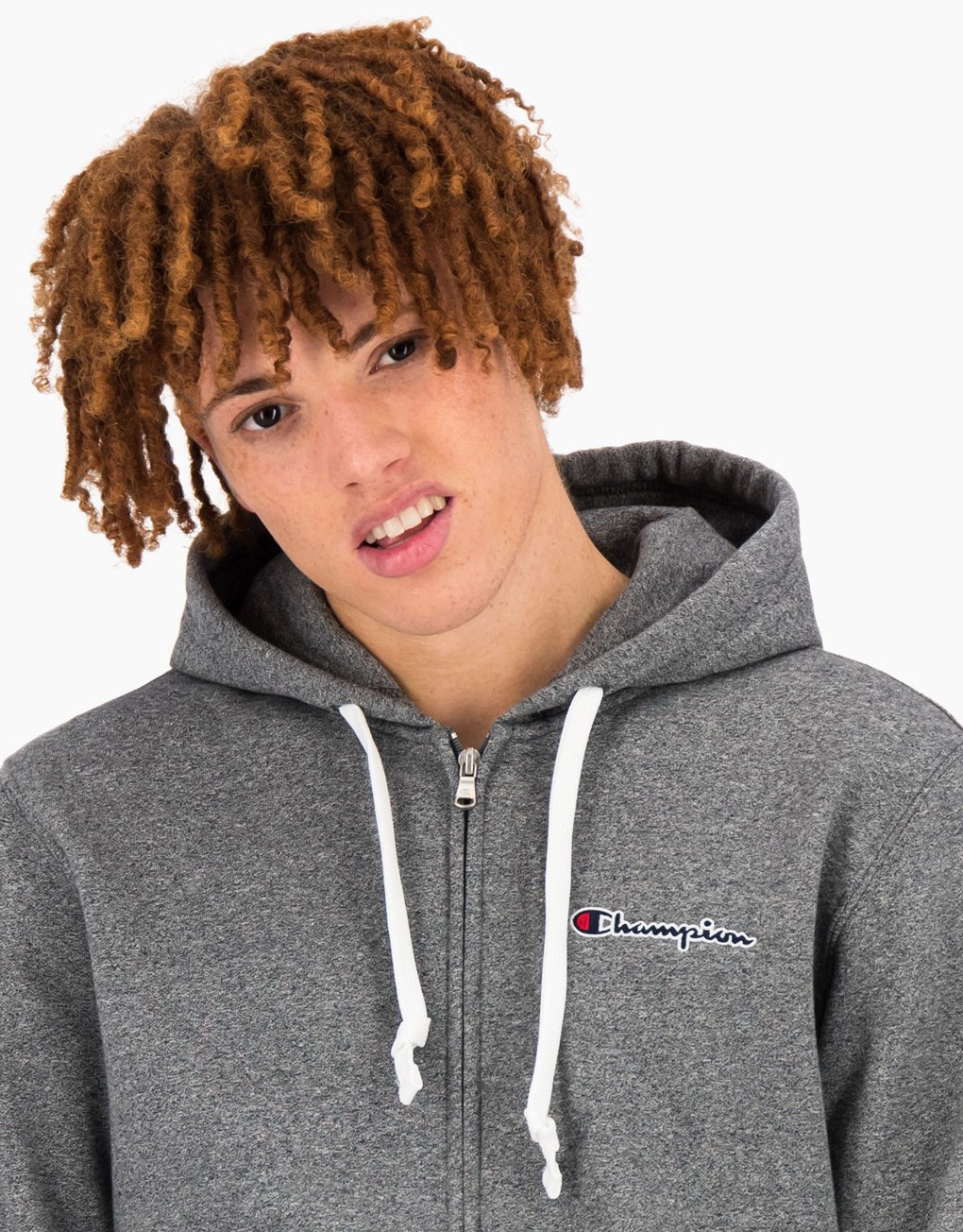 Champion Zip-Up Script Logo Fleece Hoodie