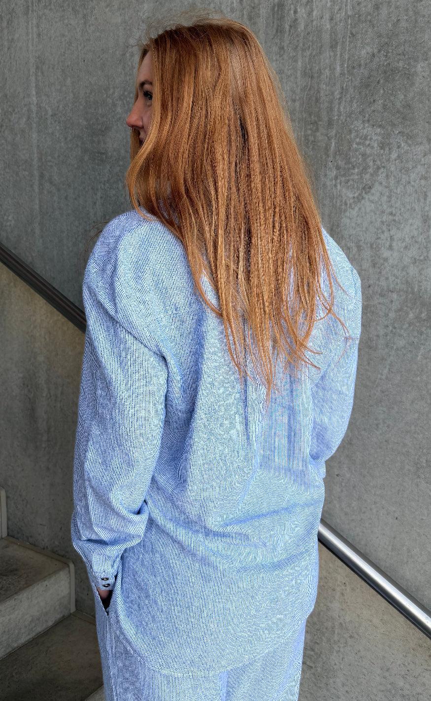 Freequent Skjorte - Lava - Off-white w. Nebulas Blue