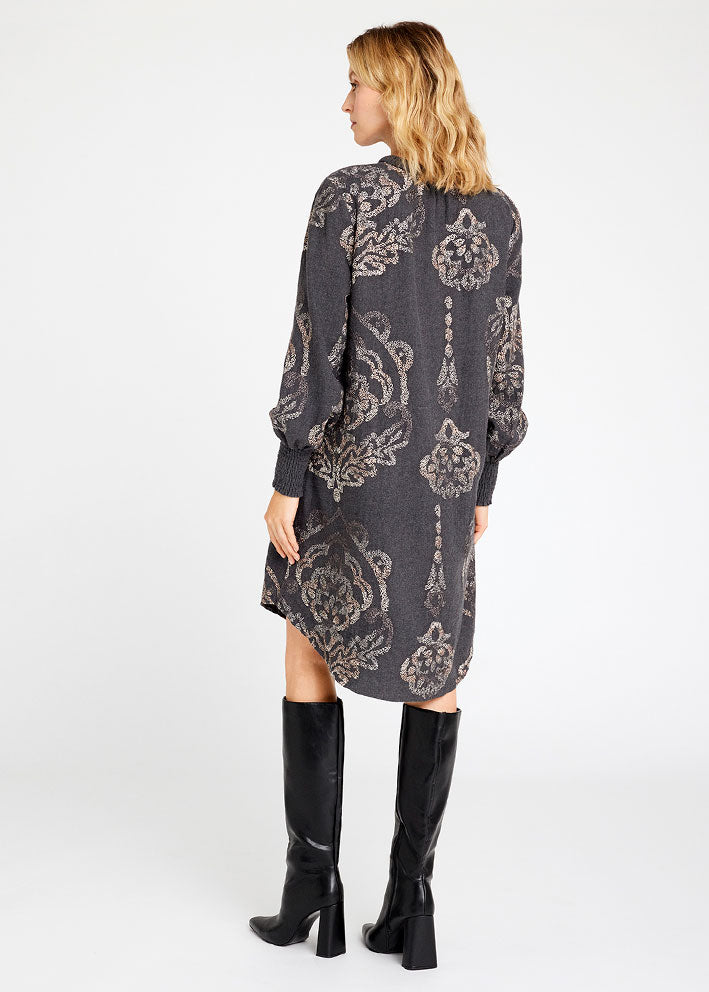 Gustav Costa embroidery knee dress 55510 Kjole - Dark Grey
