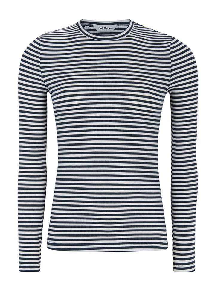 Soft Rebels Fenja Stripe O-neck Top SR124-303 Total Eclipse Blue