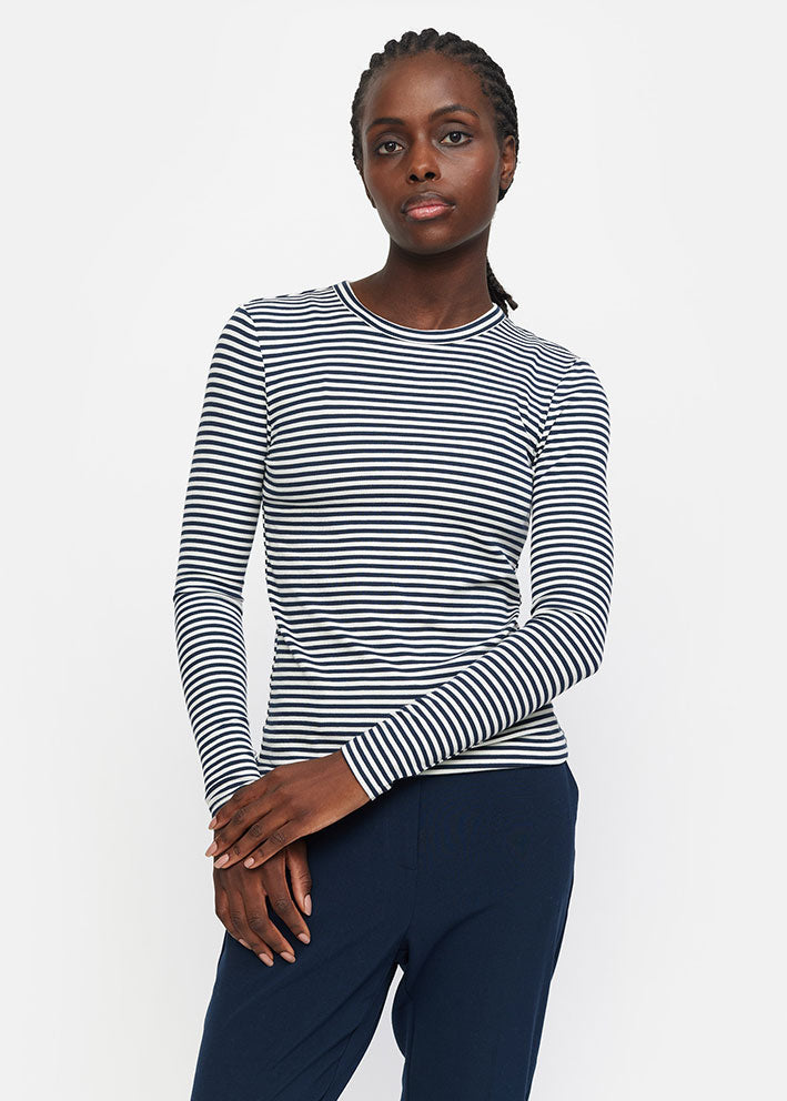 Soft Rebels Fenja Stripe O-neck Top SR124-303 Total Eclipse Blue