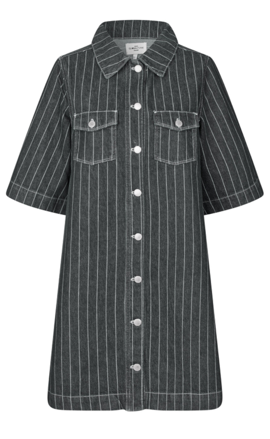 Global Funk Kjole - Mira-G - Dark Grey Pinstripe på udsalg