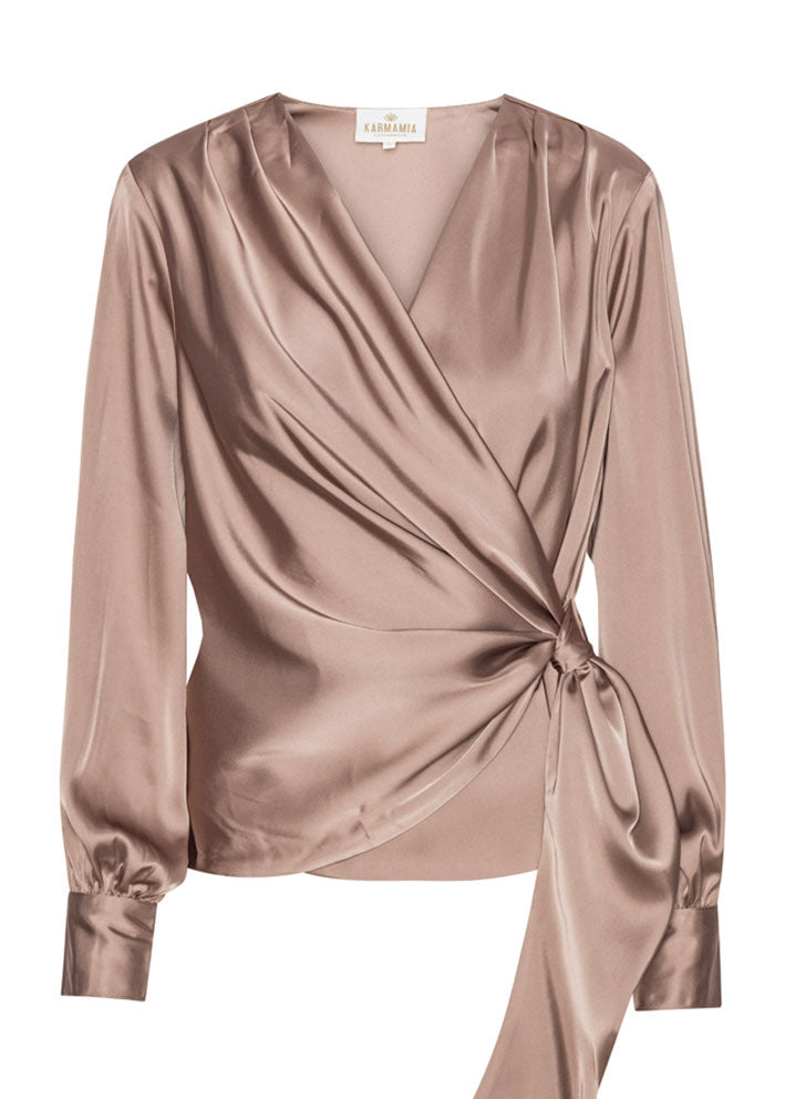 Karmamia Ines Blouse - Slå-om-bluse - Semi Rich Tan