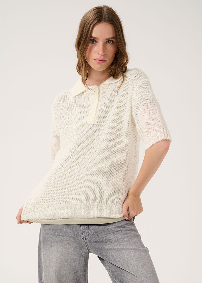 My Essential Wardrobe Lingo Polo Blouse - Snow White