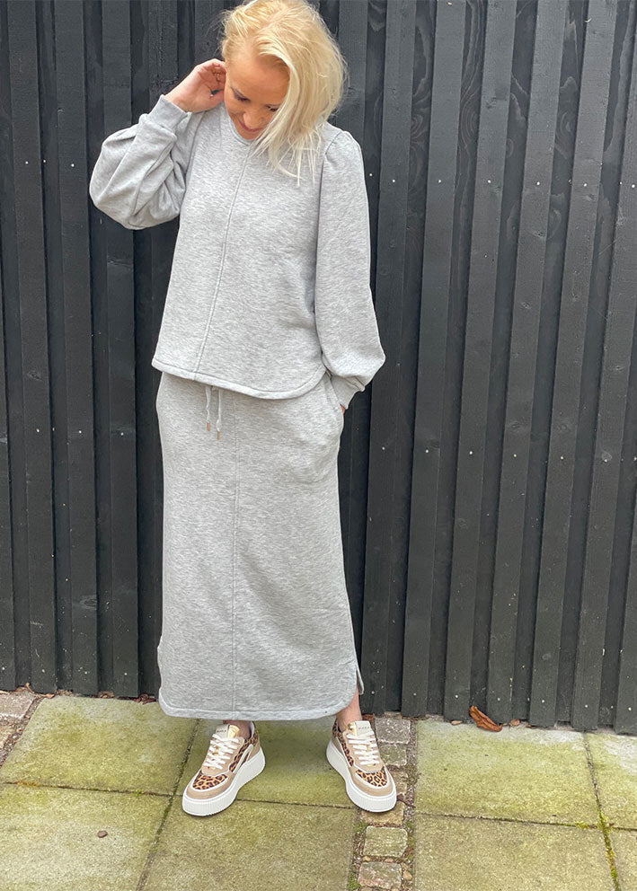 Soft Rebels Rowen Sweat Nederdel SR225-304 Light Grey Melange Hot på udsalg