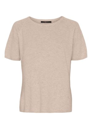 BTF CPH Cashmere SS Pullover 500081 Oat Beige Melange på udsalg