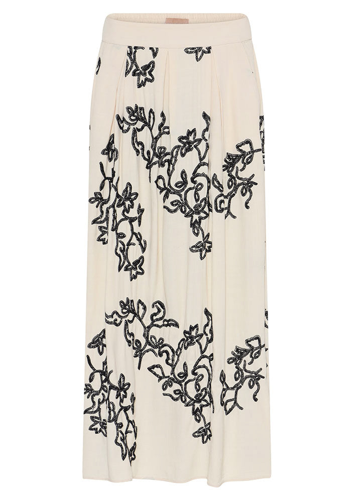 Gustav Mabell long embroidery skirt 56558 Nederdel - Sand