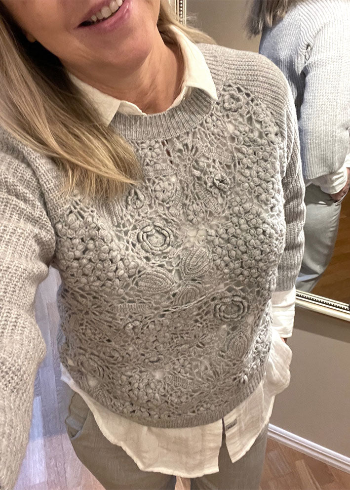 Gustav Maddie short knit cape 52404 Steel Levere