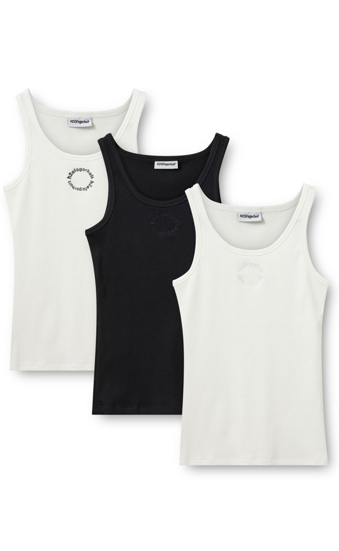 H2O Fagerholt Top - 3 Pack Tank Top - White/Black