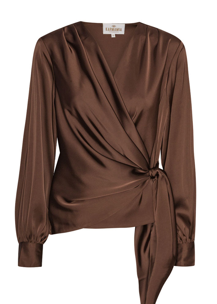 Karmamia Ines Blouse - Slå-om-bluse - Semi Rich Brown