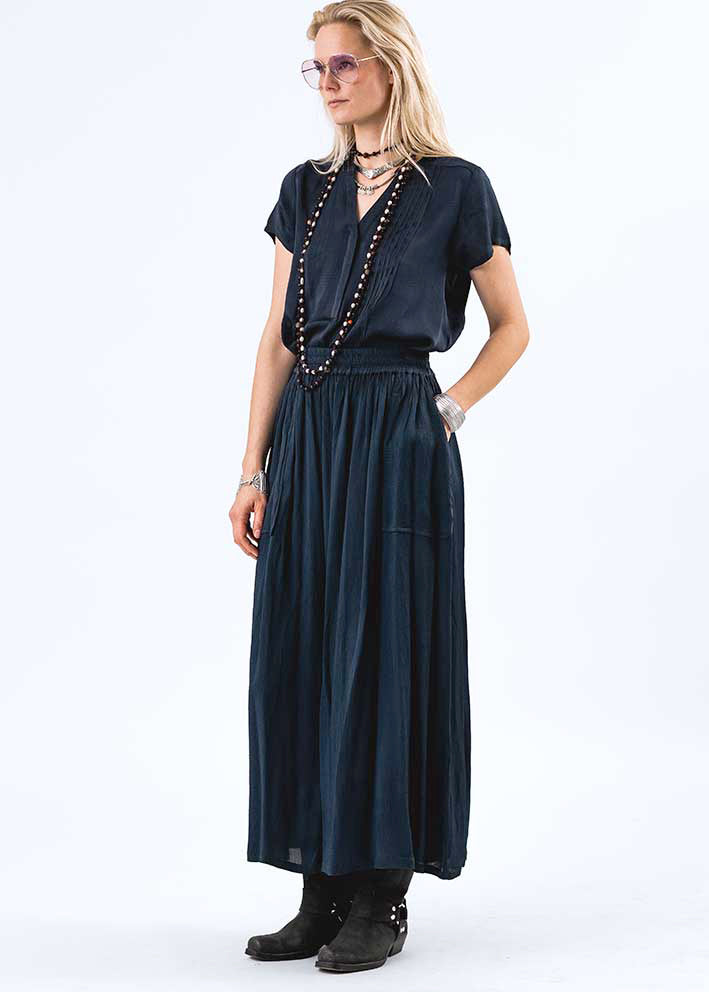 Lollys Laundry Akane Maxi Skirt - Dark Blue Mode