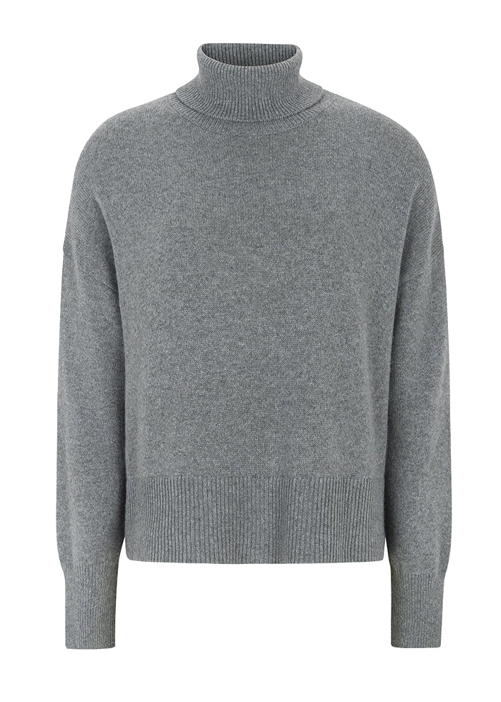 Soft Rebel Luni Rullekrave Strik SR424-200 Medium grey melange Hot på udsalg