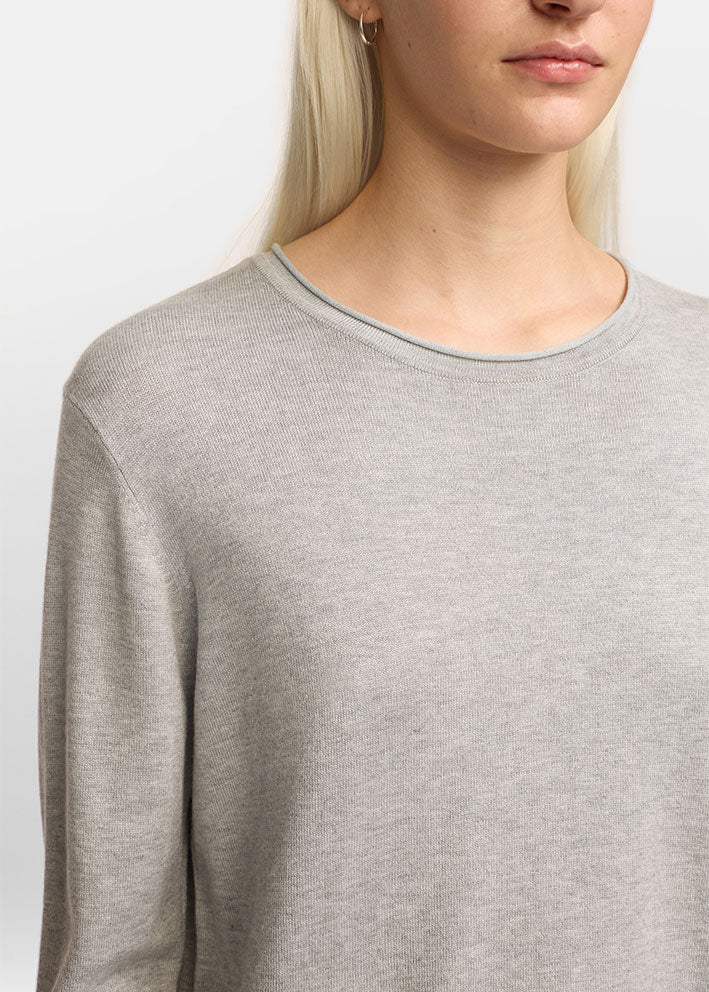 Soft Rebels Marla O-neck Roll Edge Knit SR219-208 Light Grey Melange