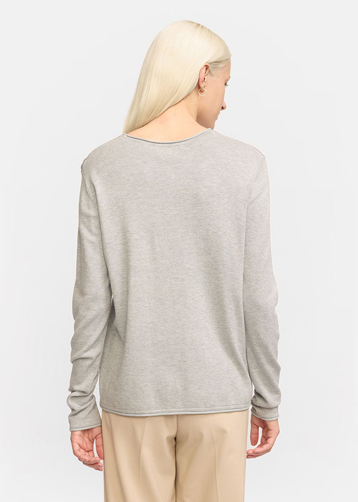 Soft Rebels Marla O-neck Roll Edge Knit SR219-208 Light Grey Melange