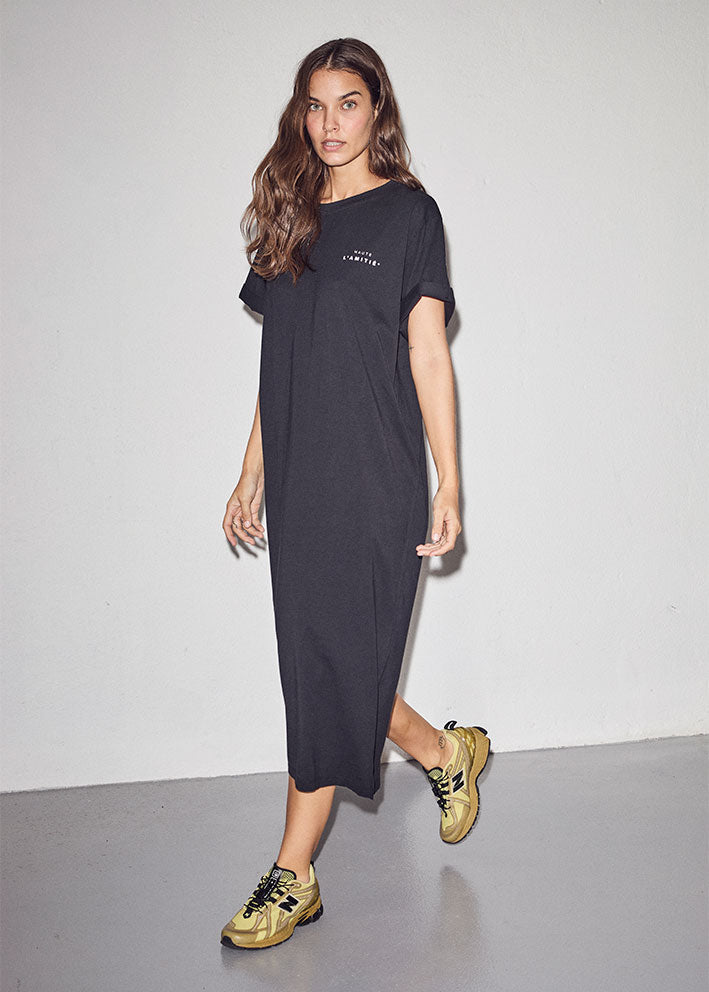 Haute L'amitié Crew Neck Tee Dress - Black