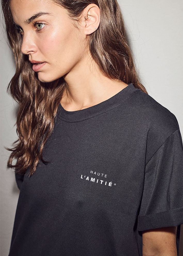 Haute L'amitié Crew Neck Tee Dress - Black