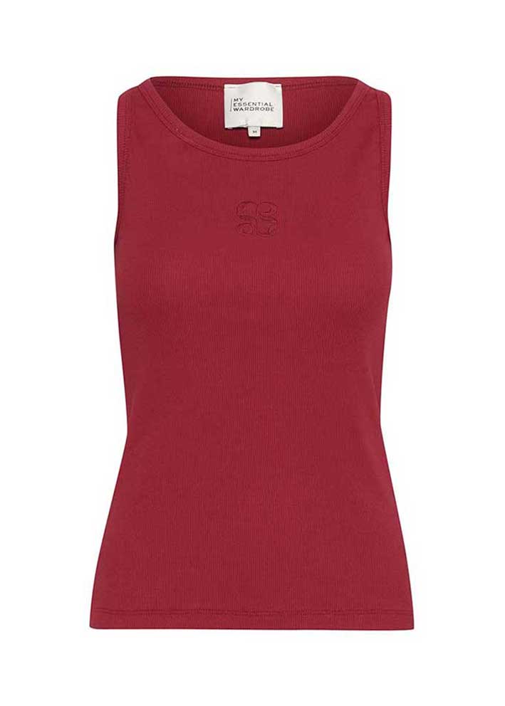 My Essential Wardrobe Mandy Logo Top - Burgundy Red