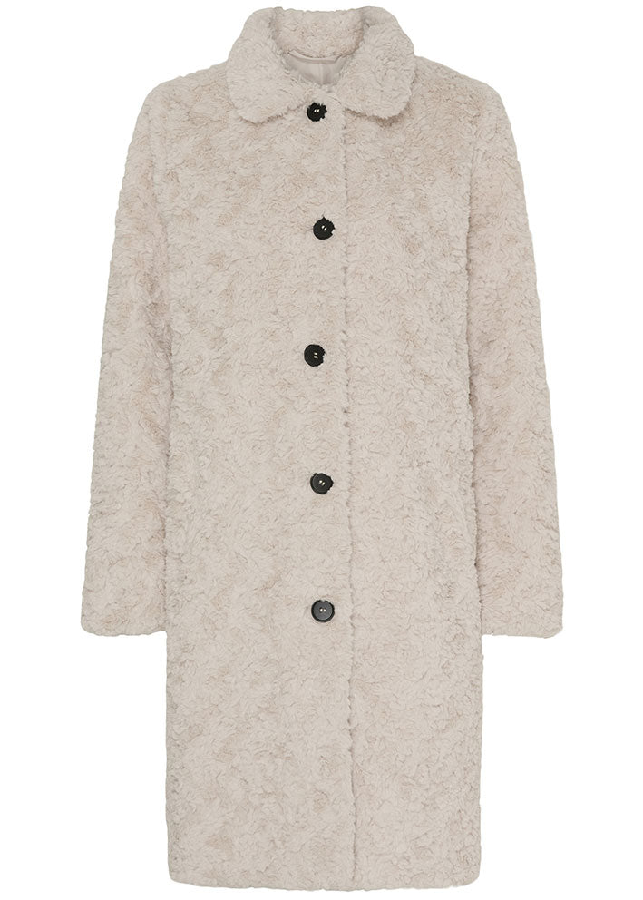 Notyz Fake Fur Frakke - Light Beige