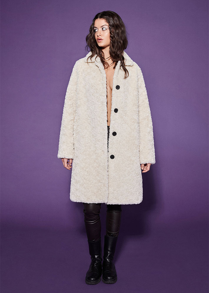 Notyz Fake Fur Frakke - Light Beige