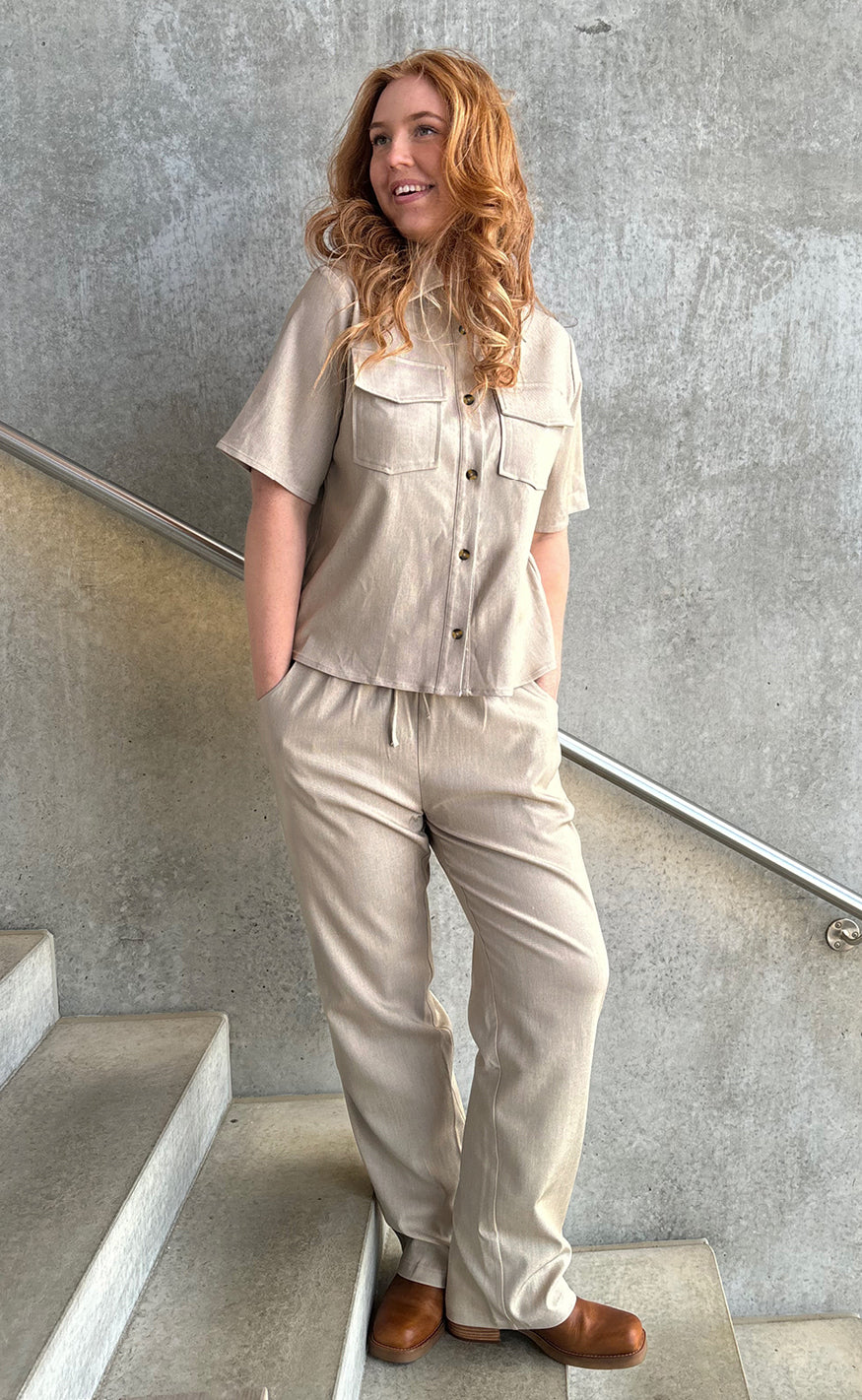 Say INA Copenhagen Skjorte - Amalie SL - Sand Online Hot Salg