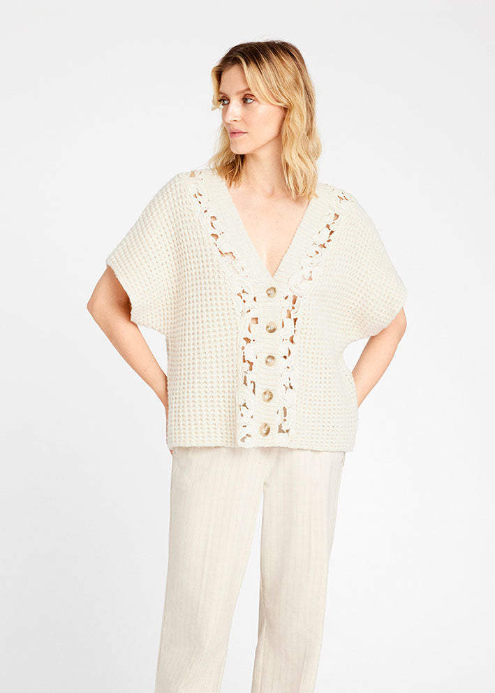 Gustav Coya knit cardi cape 55404 Cardigan - White Swan