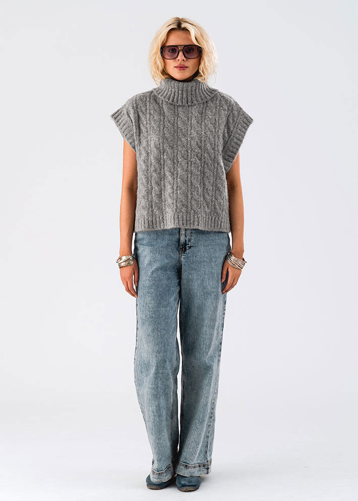 Lollys Laundry Fresno Vest - Dark Grey Melange