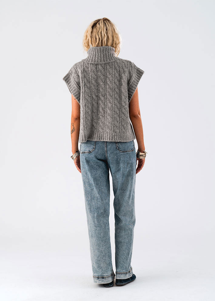 Lollys Laundry Fresno Vest - Dark Grey Melange