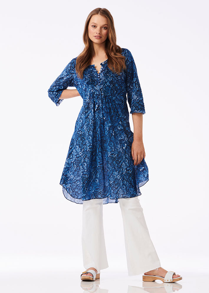 One Season Middy Poppy Sardinia Kjole - Blue Levere