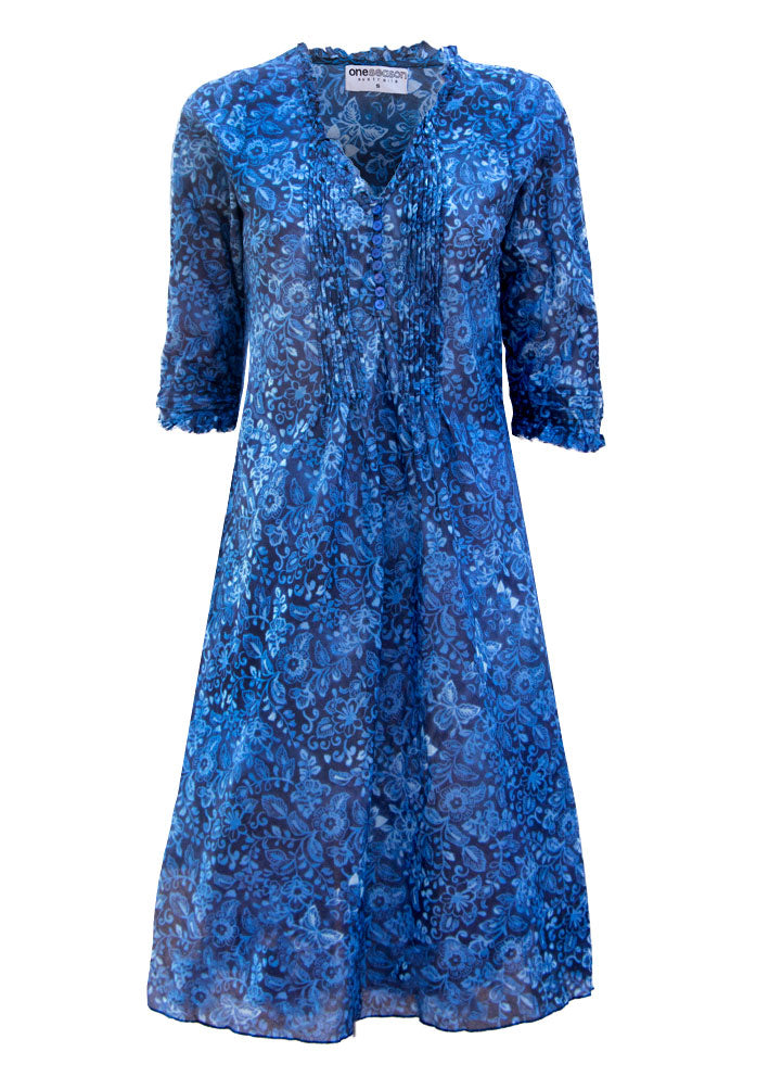 One Season Middy Poppy Sardinia Kjole - Blue Levere
