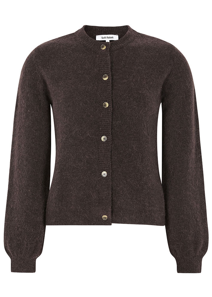 Soft Rebels Allison O-neck Cardigan SRX2112-200 Chocolate plum melange