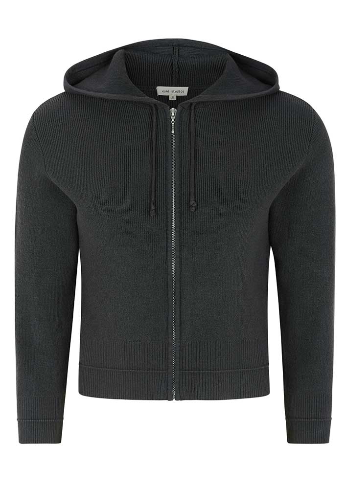 Esmé Studios Ena Knit Sweat Cardigan ES424-339 Black på udsalg