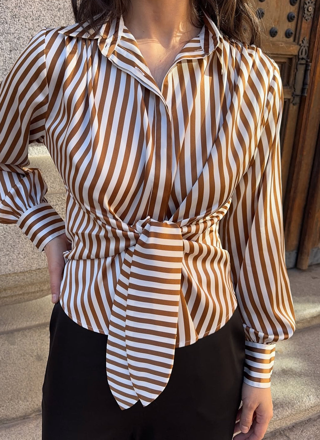 Karmamia Lee Skjorte - Toffee Stripe