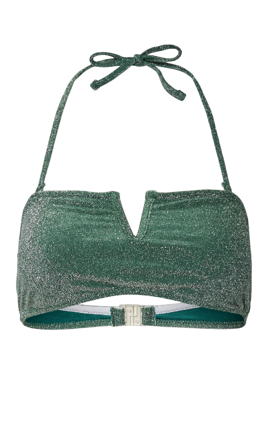 Pieces Bikini Overdel - Bling - Dark Green/Silver Lurex