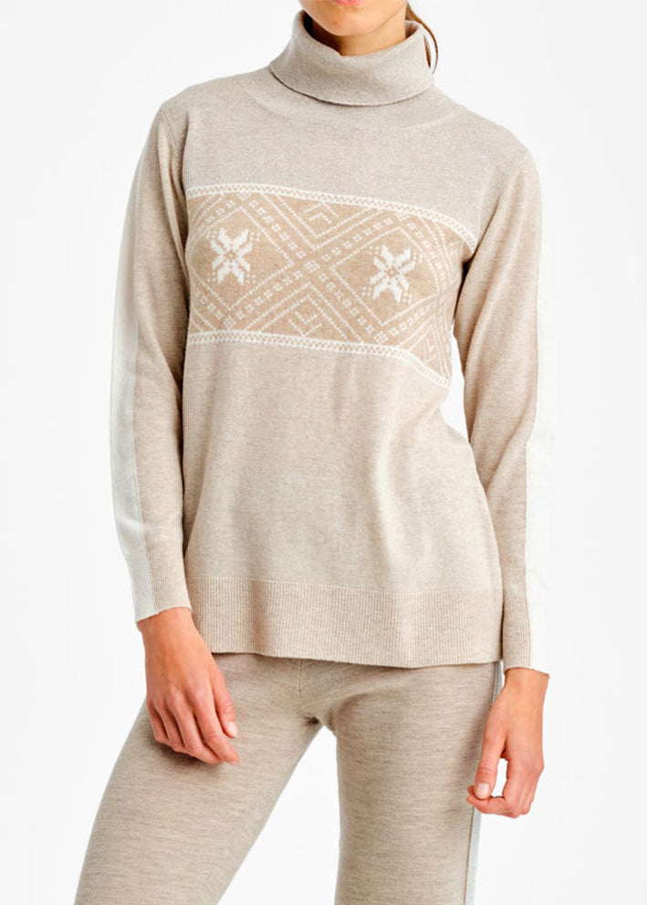 We Norwegians Snowflake Rollneck Cashmere Sweater - Beige på udsalg