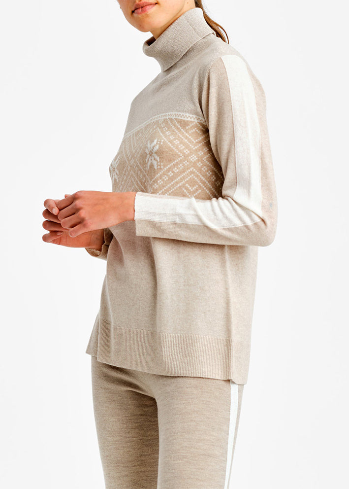 We Norwegians Snowflake Rollneck Cashmere Sweater - Beige på udsalg