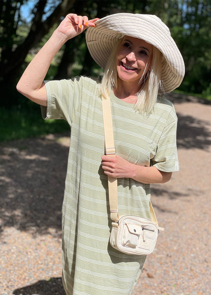 Esmé Studios Emmie Tee Dress - Kjole - Elm/Lime Cream Stripe