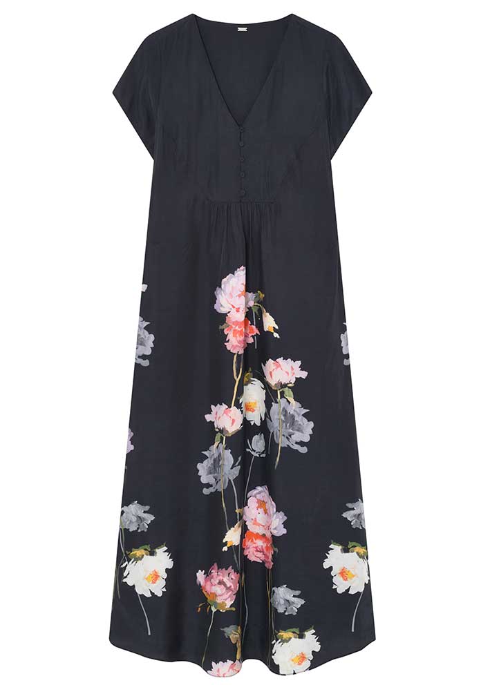 Gustav Hallie long dress 57523 Kjole - Washed Black w. Print Online salg