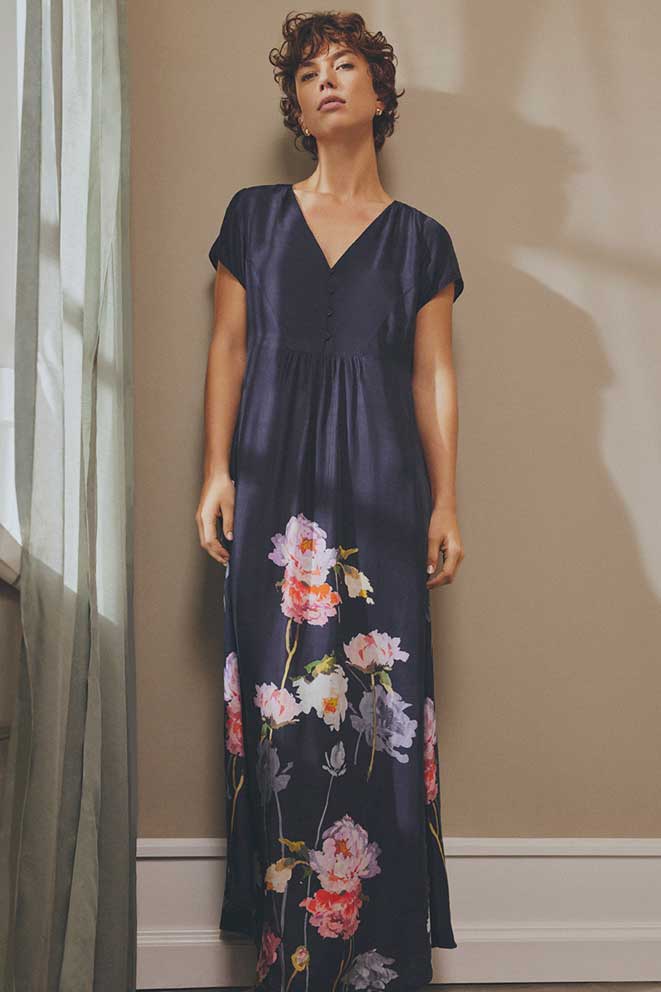 Gustav Hallie long dress 57523 Kjole - Washed Black w. Print Online salg