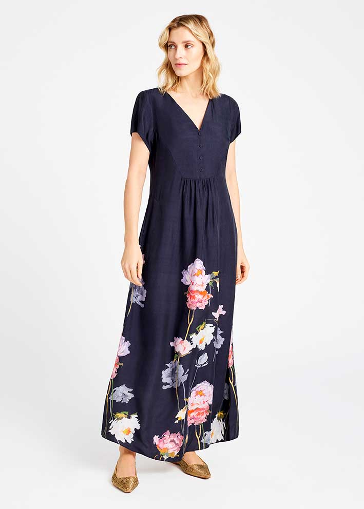 Gustav Hallie long dress 57523 Kjole - Washed Black w. Print Online salg