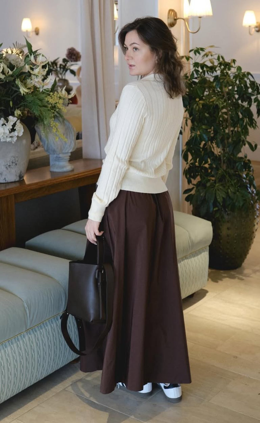 Neo Noir Nederdel - Yara Poplin - Dark Brown