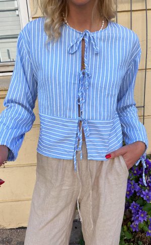 Say INA Copenhagen Bluse - Cornelia - Blue / White Stripe (vendbar)