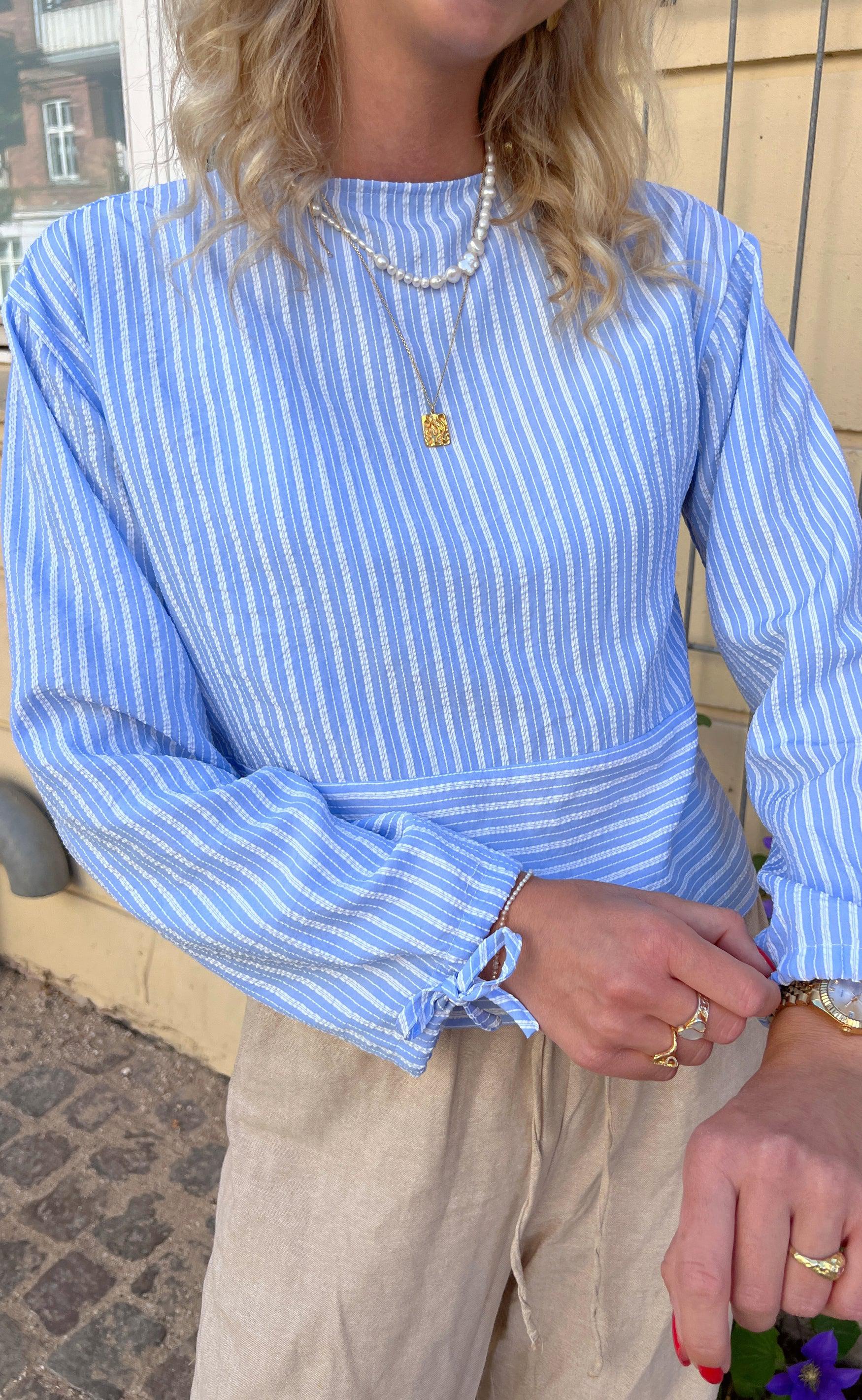 Say INA Copenhagen Bluse - Cornelia - Blue / White Stripe (vendbar)