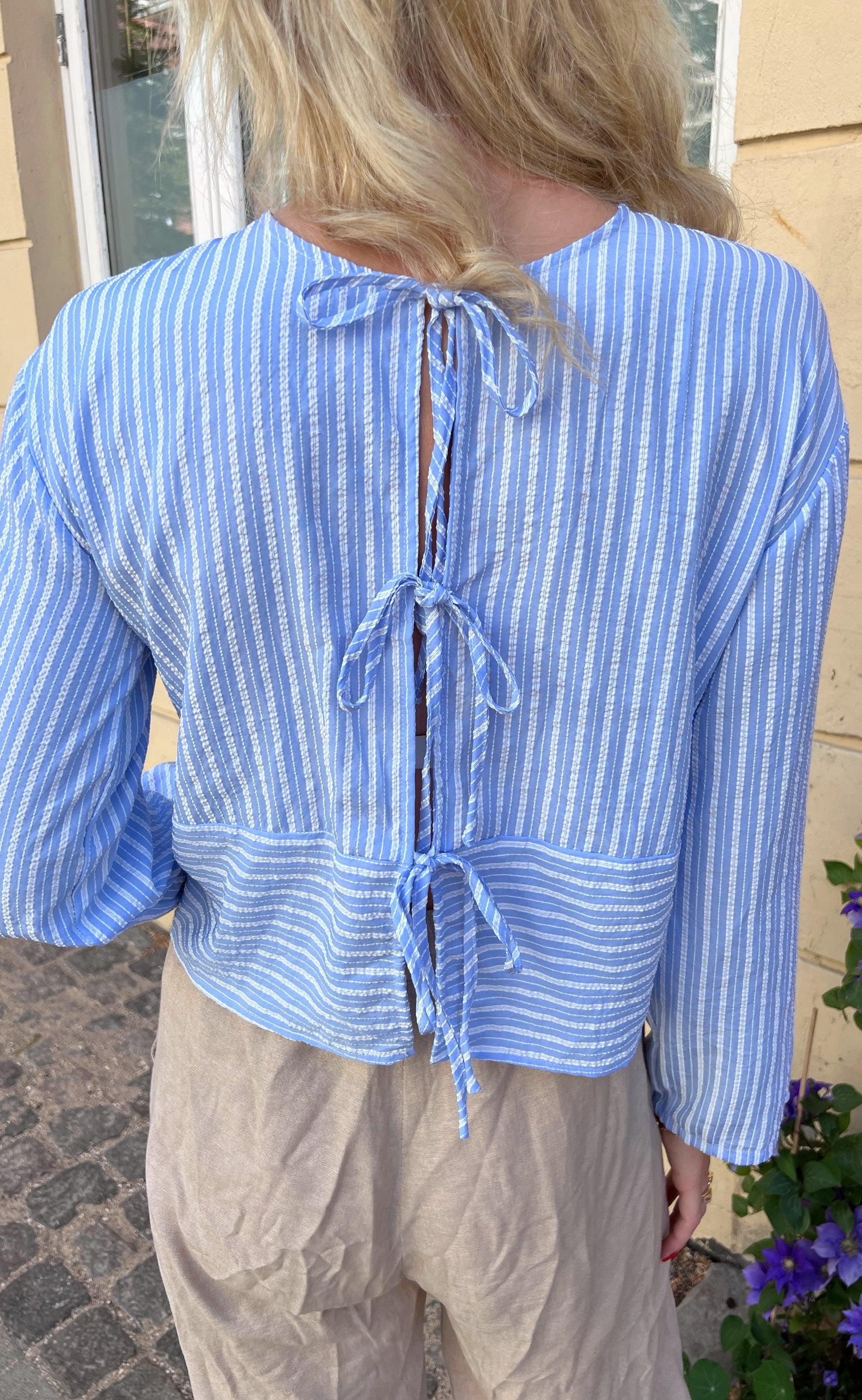 Say INA Copenhagen Bluse - Cornelia - Blue / White Stripe (vendbar)