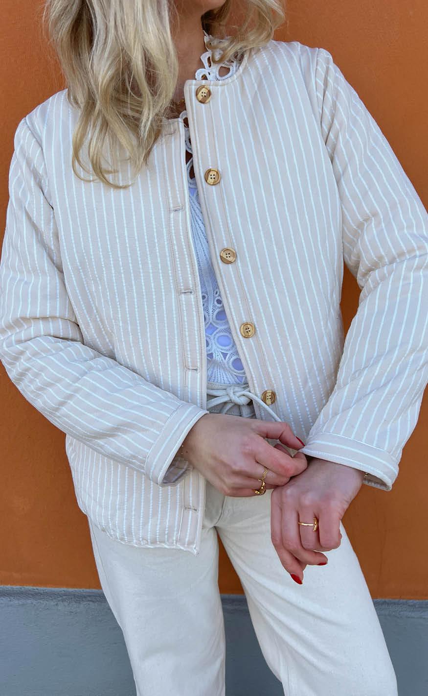 Say INA Copenhagen Quiltet Jakke - Elvira - Off White Striped