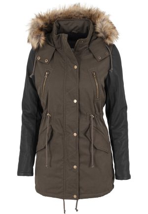 Urban Classics Ladies Leather Imitation Sleeve Parka