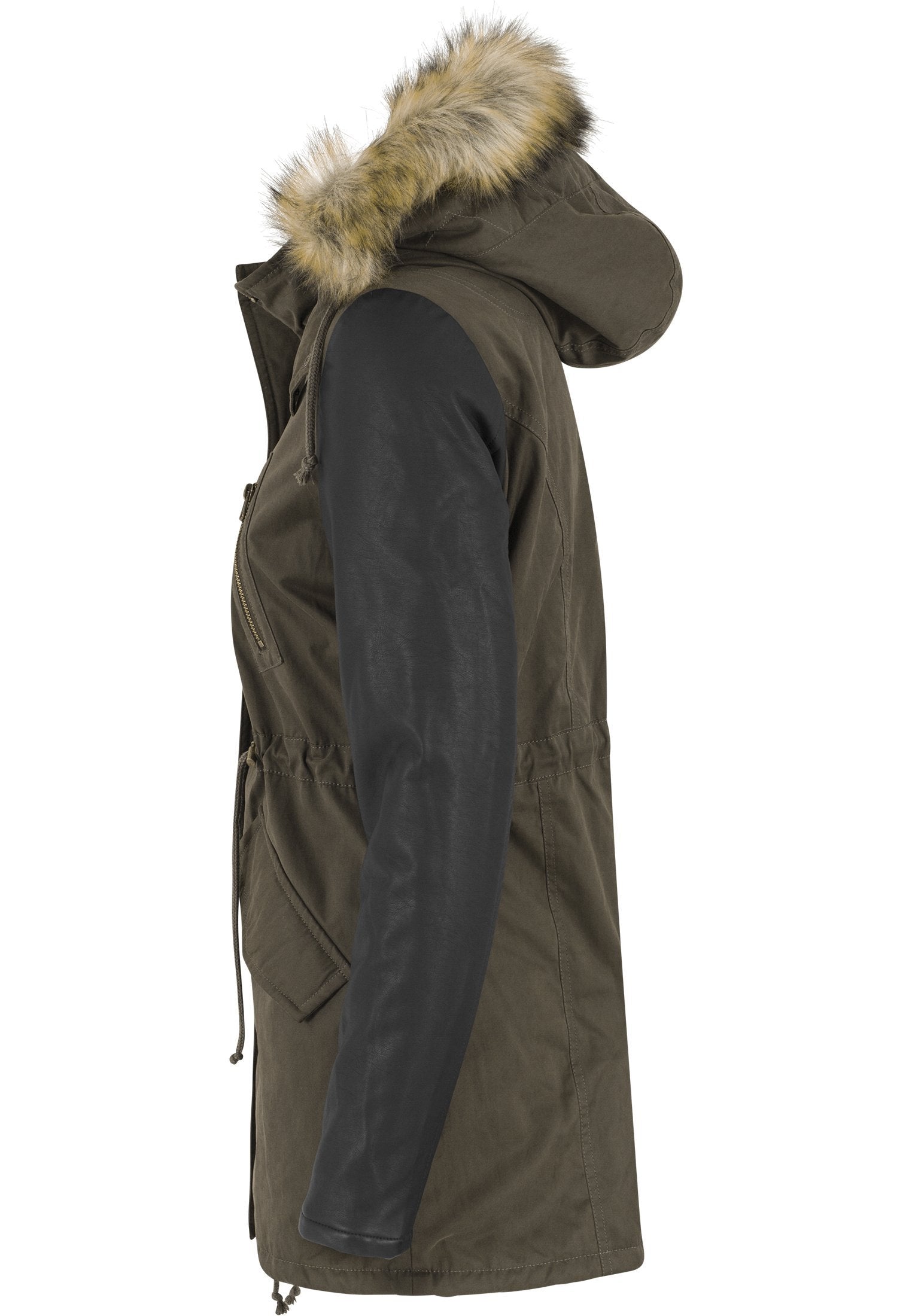 Urban Classics Ladies Leather Imitation Sleeve Parka
