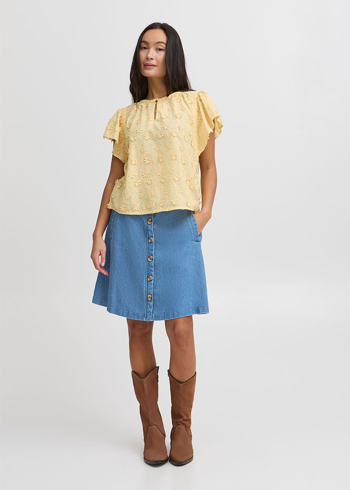 Atelier Rêve Risle Denim Nederdel - Medium blue denim
