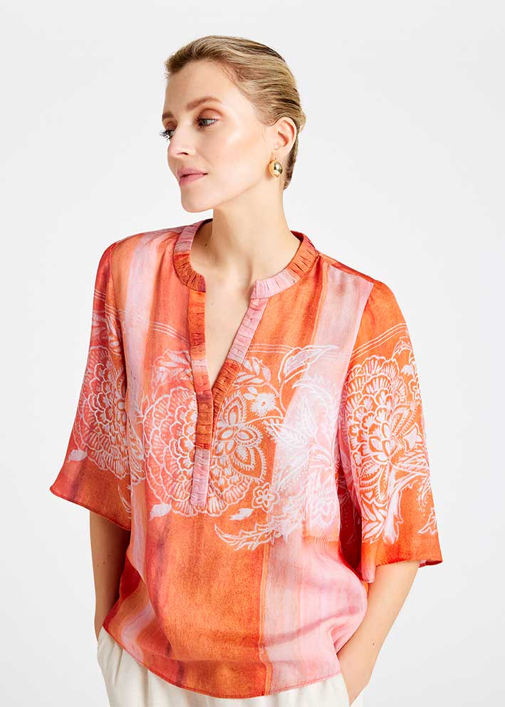 Gustav Anika blouse 57619 Orange Tulip Print Hot på udsalg