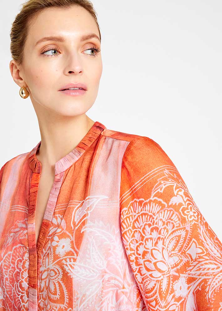 Gustav Anika blouse 57619 Orange Tulip Print Hot på udsalg