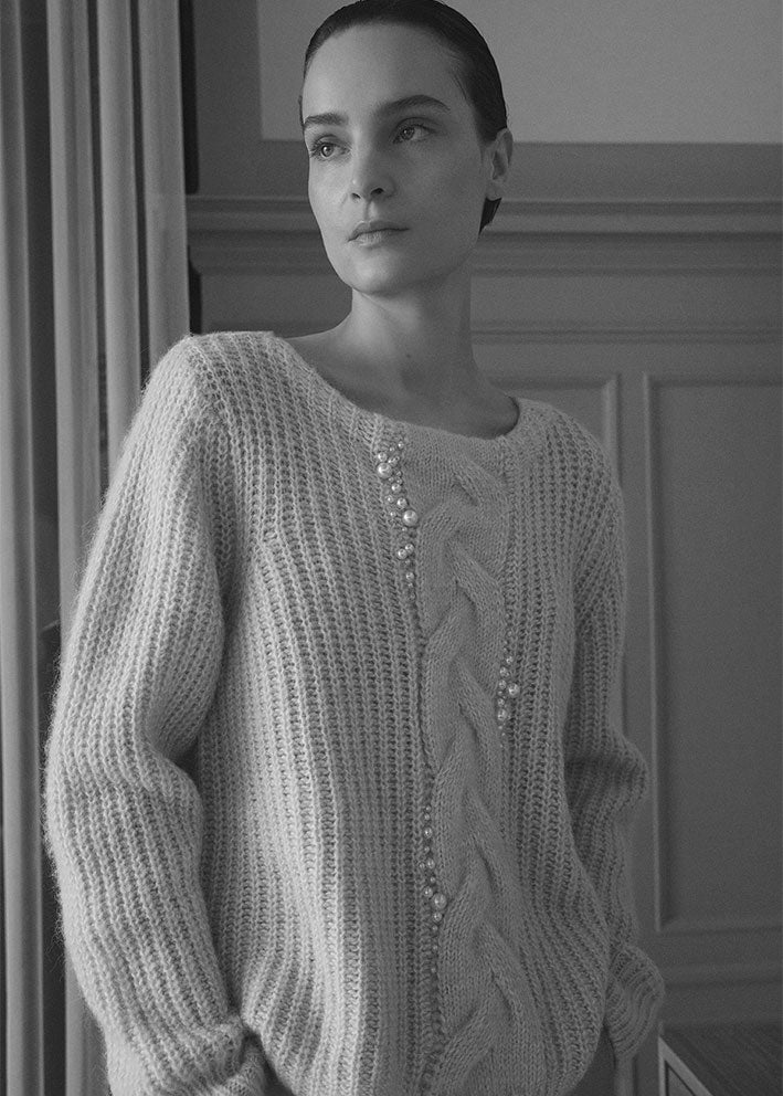 Gustav Odine cable knit 56400 Subdued Blue